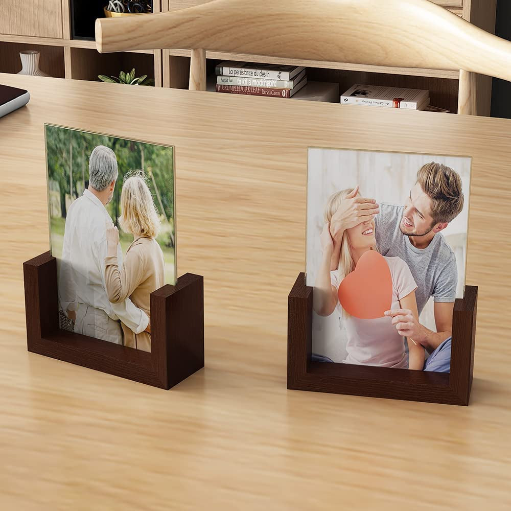 Set of 2 Rustic 4x6 Frames - Elegant Tempered Glass for Your Home