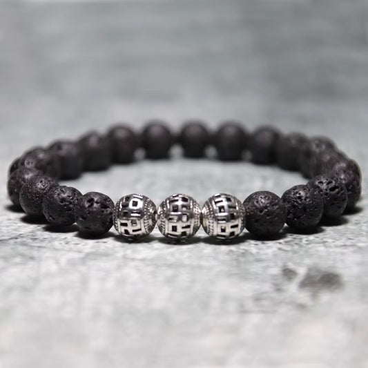 "Buddha & Volcanic Stone Bracelet – Natural Power for Men" ✨