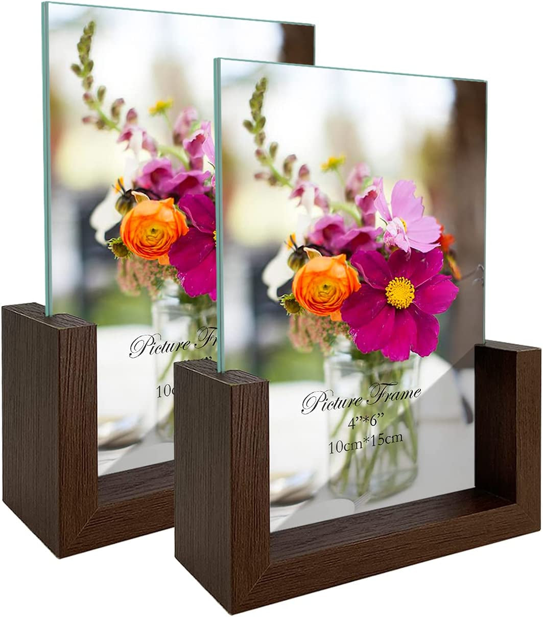 Set of 2 Rustic 4x6 Frames - Elegant Tempered Glass for Your Home